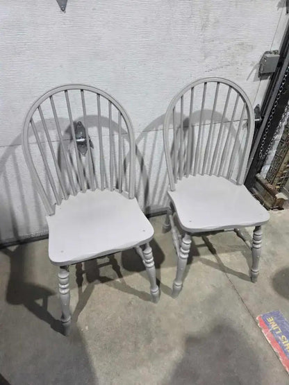 Wooden Windsor Dining Chairs (2) - Grey