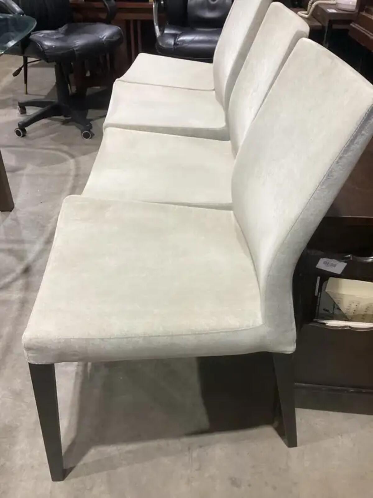 White Velvet Fabric Dining Chairs - 4 Available