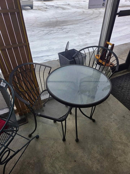 3 Piece Outdoor Patio Set - Metal Table & Chairs