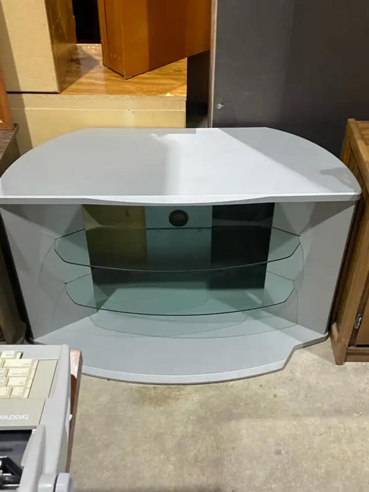 Modern Curved Gray Media Console