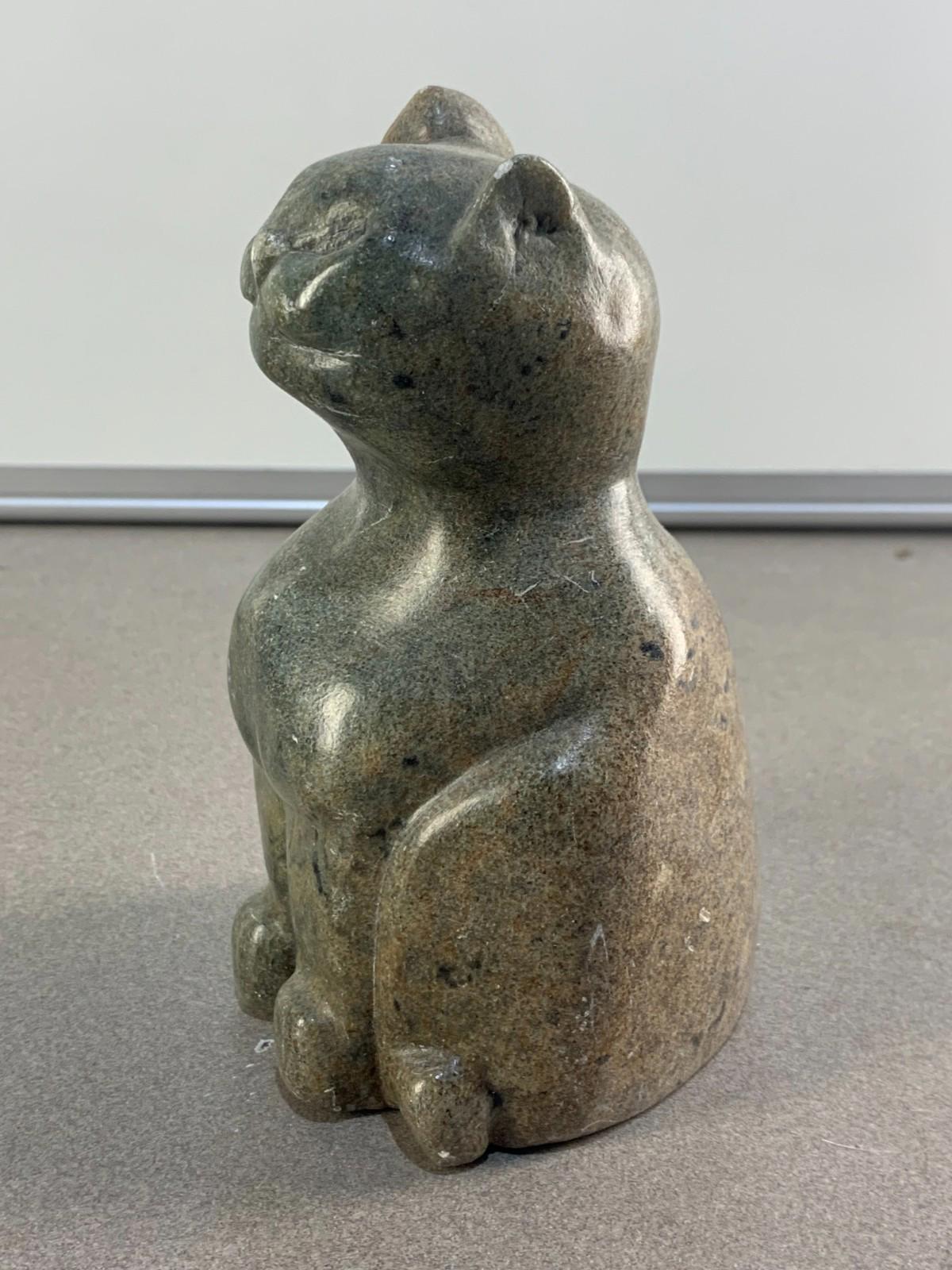 Hand carved Stone Cat Figurine in Soapstone