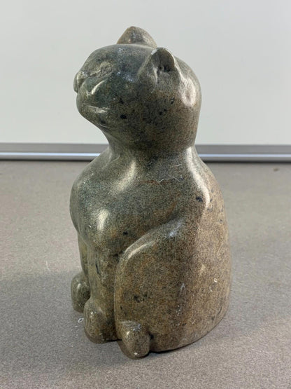 Hand carved Stone Cat Figurine in Soapstone