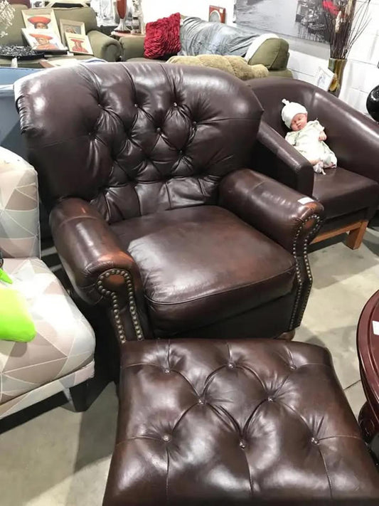 Ashley - Leather Chair and Ottoman