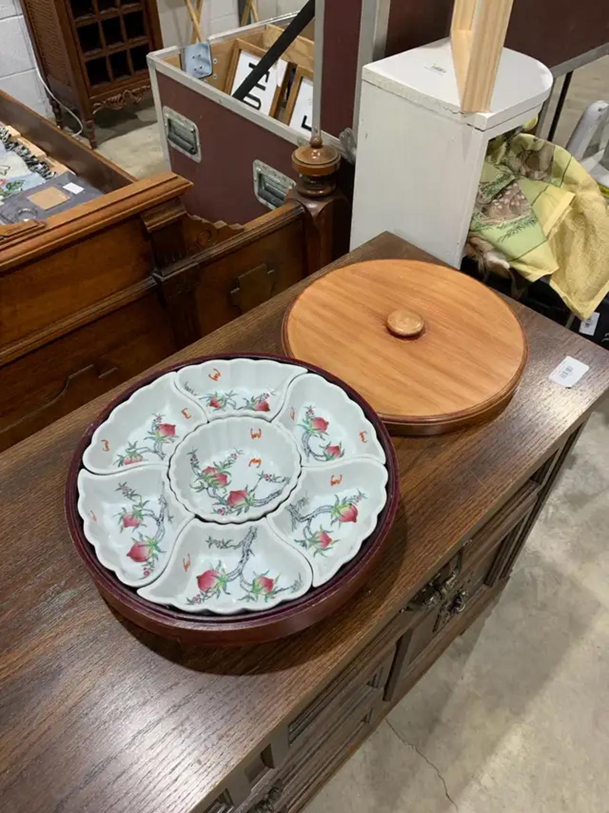 Lazy Susan with Serving Dishes