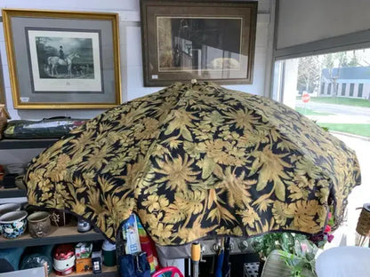 Golden Botanical Print Patio Umbrella
