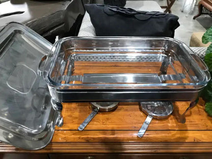 Stainless Steel Gourmet Buffet Server with Glass Dish