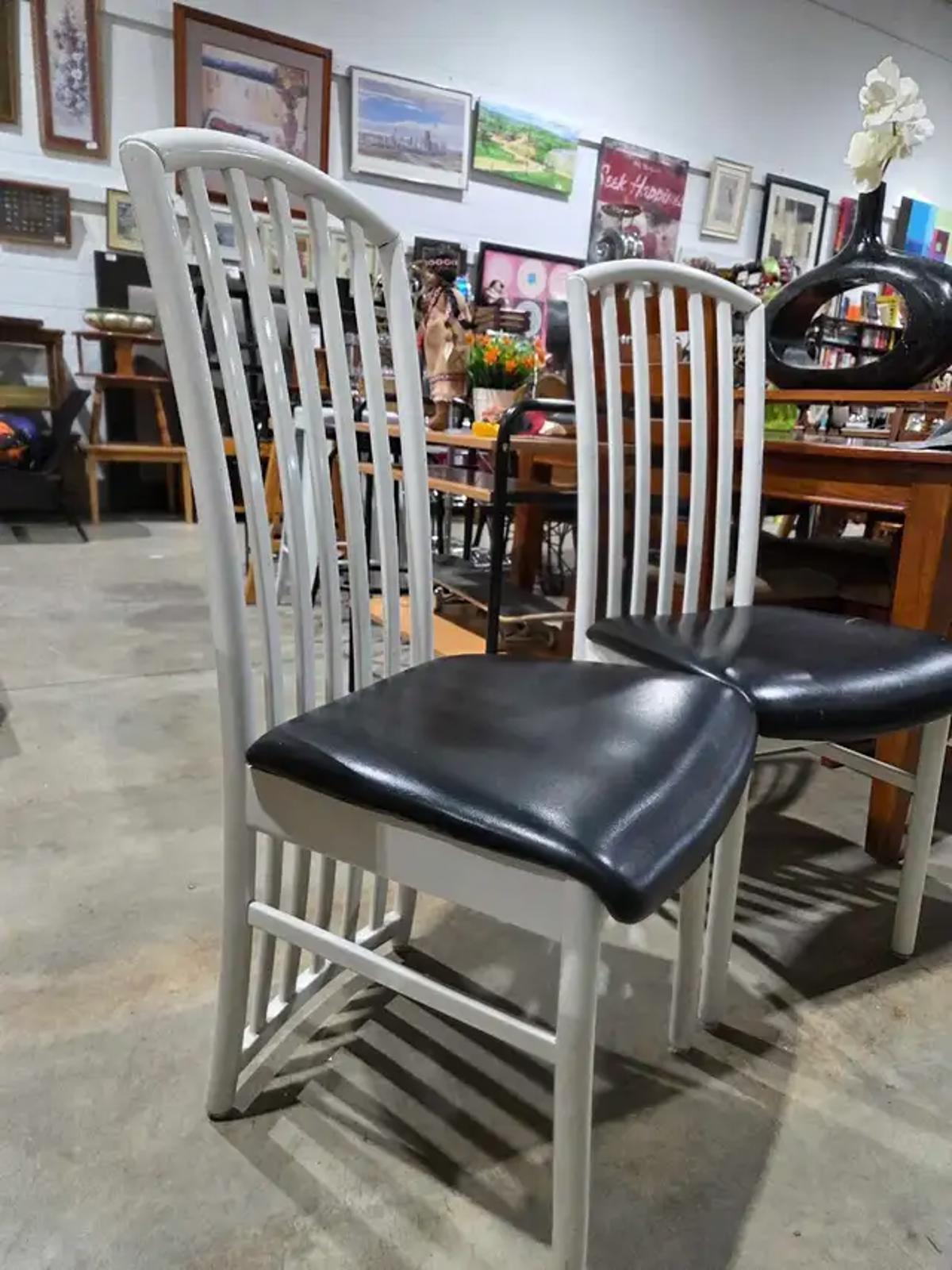 White Wooden Dining Chairs (2)