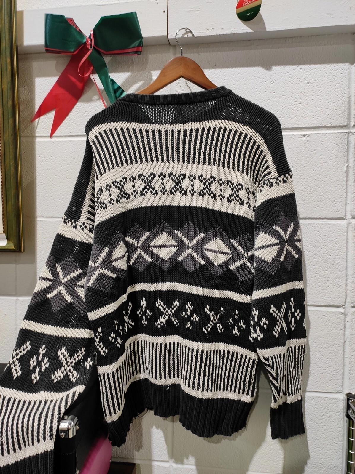 Next Move Sweater Mock Neck Chunky Hand Knit Fair Isle Nordic Vintage 80’s M
