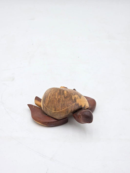 Vintage Wooden Hand Carved Turtle Figurine