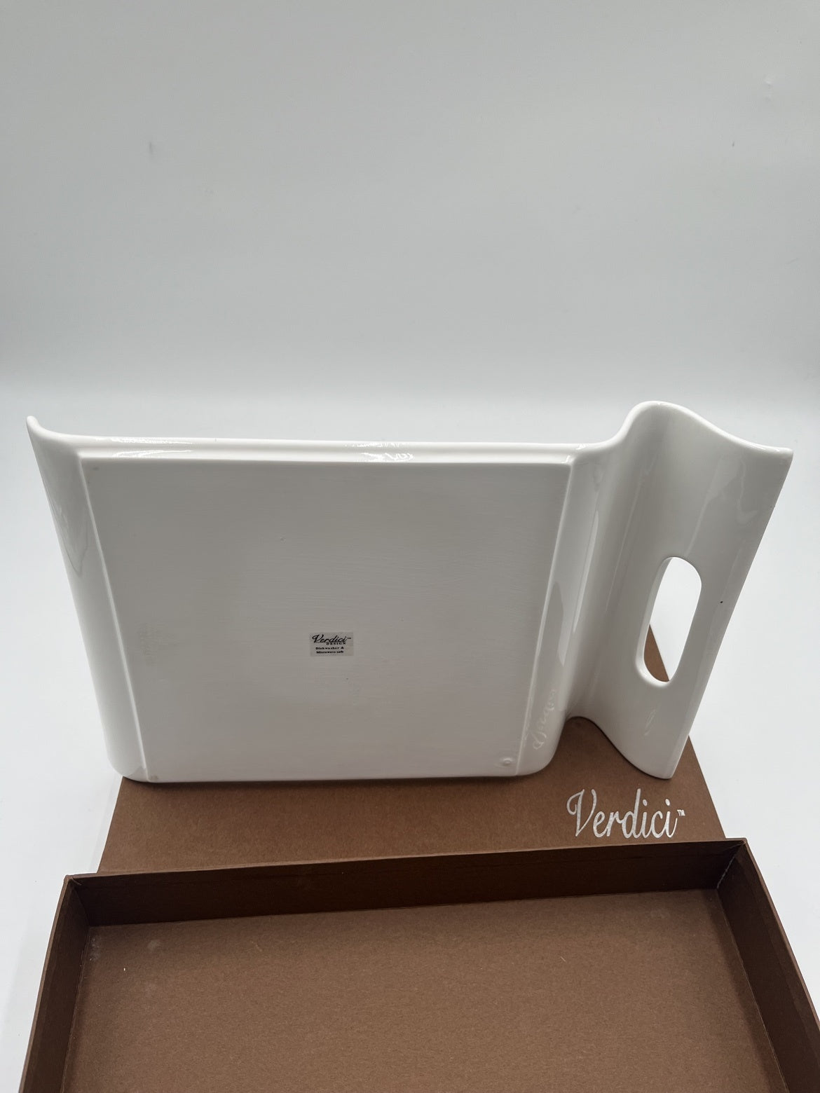 Verdici White Ceramic Serving Tray Platter Handles Gift Box