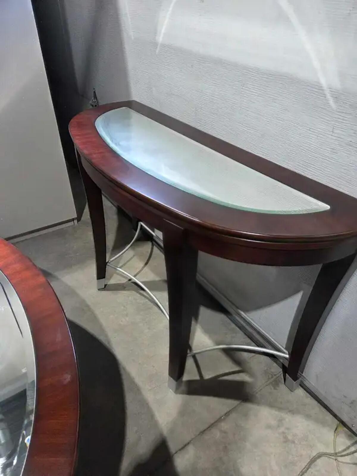 Cherry Wood/Mirror Table Set