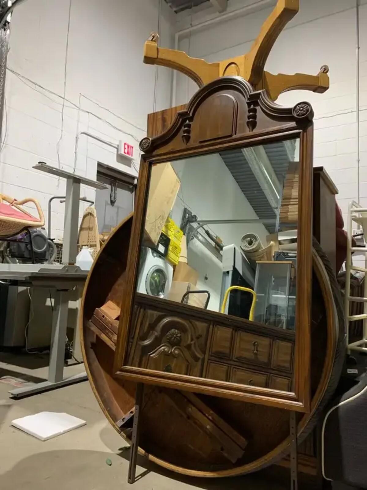 Wooden Dresser With Mirror