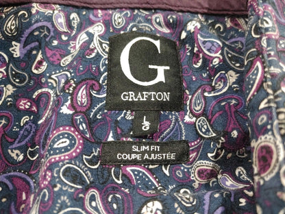 Brand New Grafton Slim Fit Navy/Purple Button-down Shirt Size L