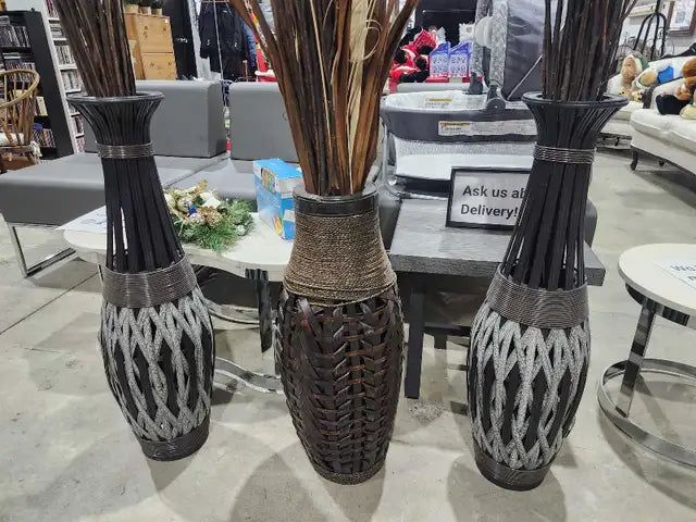 Large Decorative Bamboo Floor Vases - 3 available