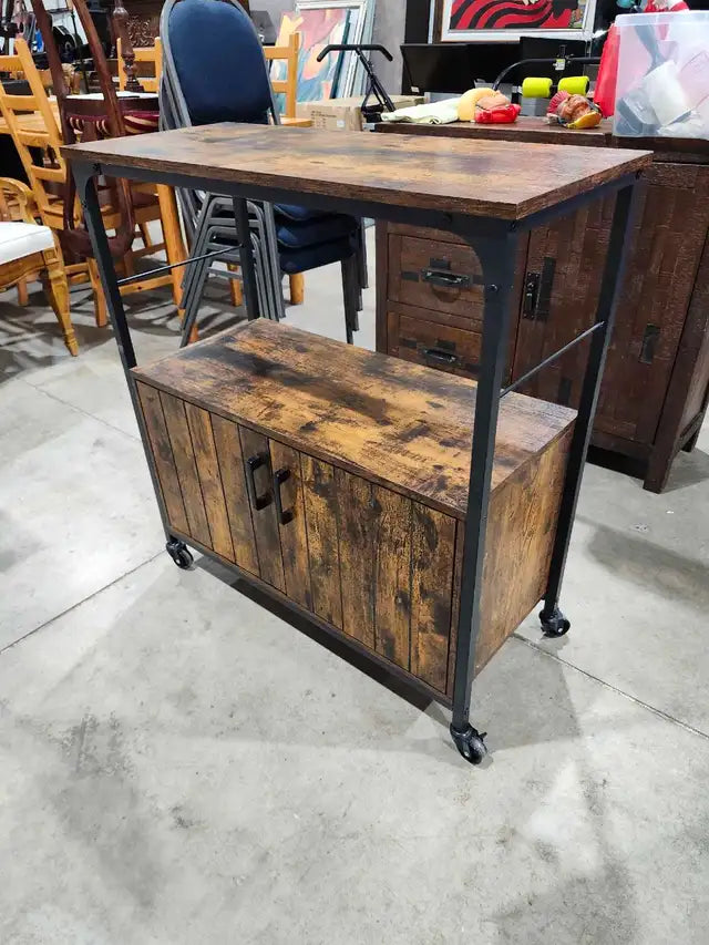 Rustic Brown Kitchen Island Cart