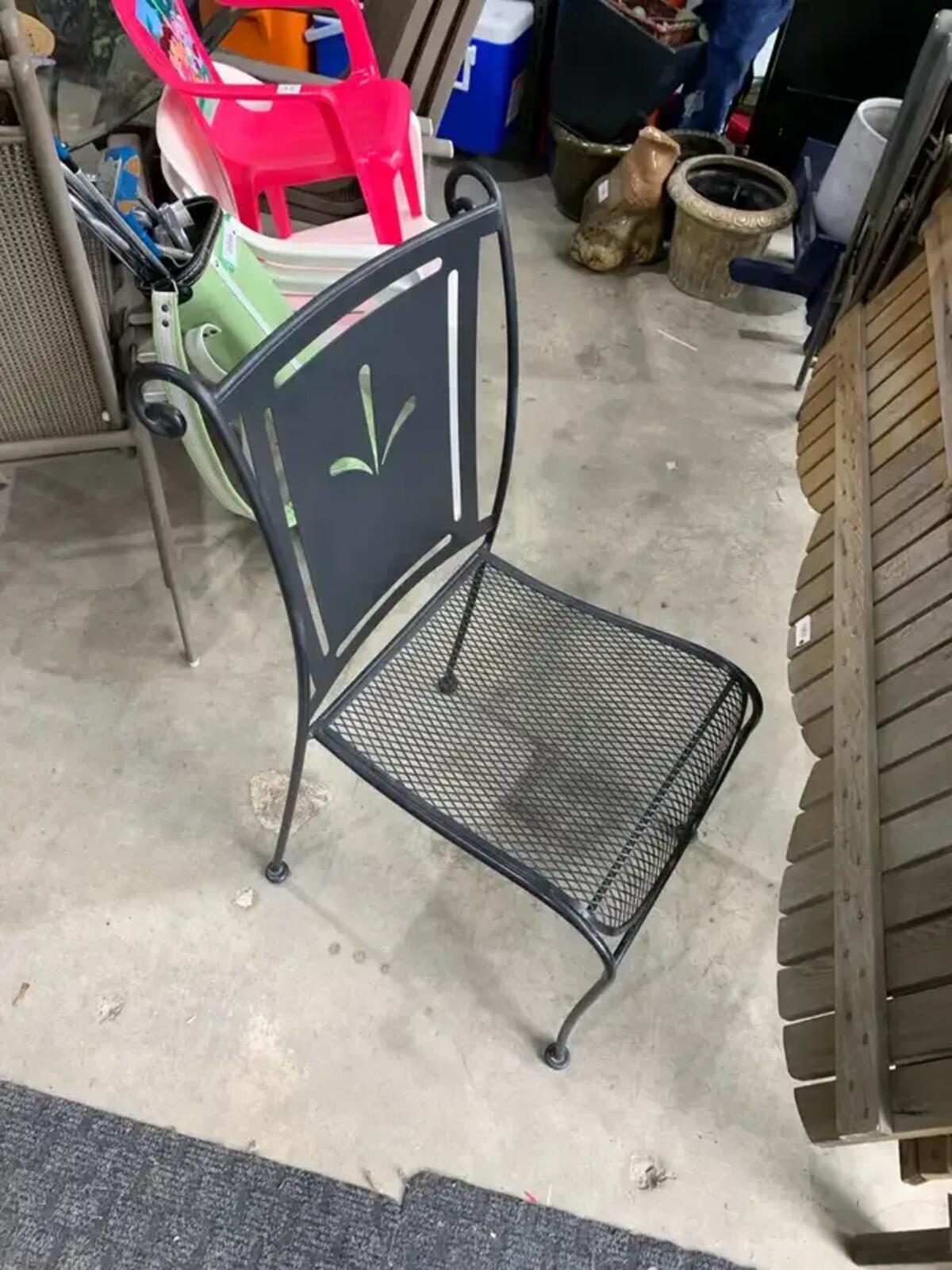 Mid-Century Wrought Iron Patio Chairs - set of 4