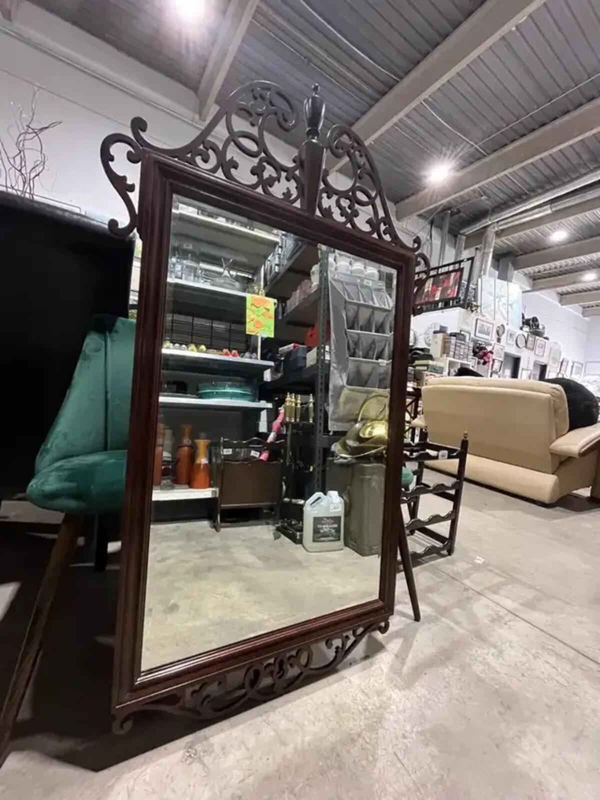 Large Dark Brown Ornate Mirror