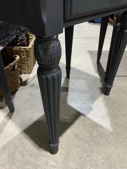 Set of 2 Matte Grey Bedsides with Silver Hardware