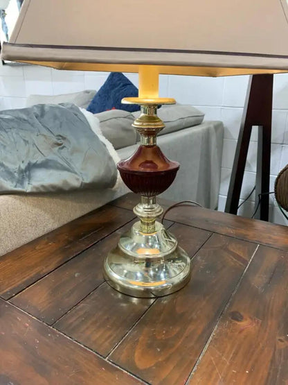 Vintage Gold and Maroon Table Lamp