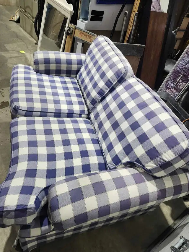 Blue Plaid Loveseat