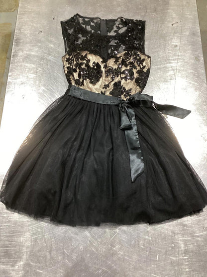 Black Lace & Tulle Fit-and-Flare Party Dress