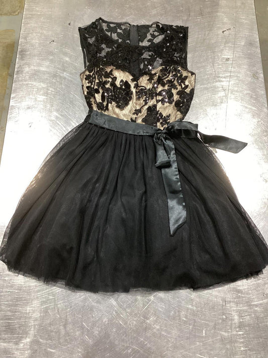 Black Lace & Tulle Fit-and-Flare Party Dress