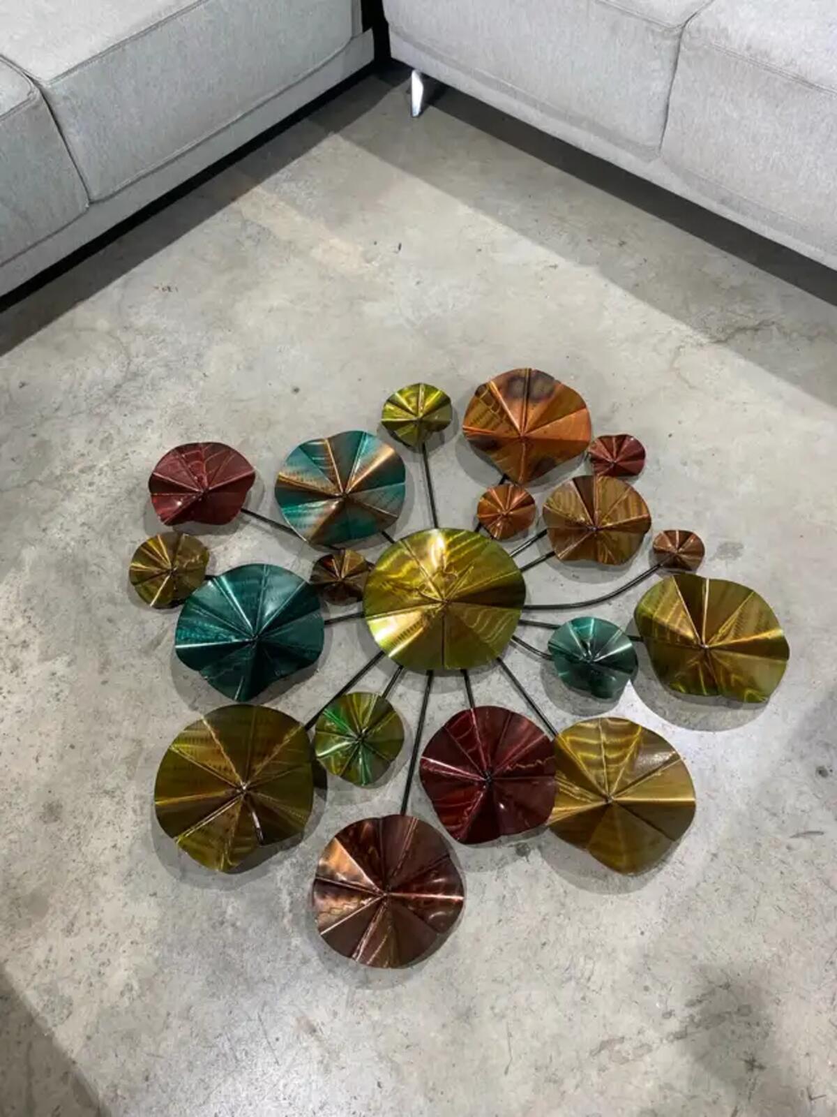 39" Abstract Autumn toned Metal Wall Art