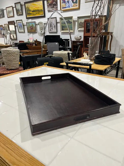 Large Dark Wooden Serving Tray