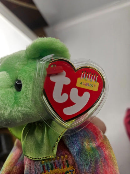 TY Beanie Baby - AUGUST the Birthday Bear (7.5 inch)