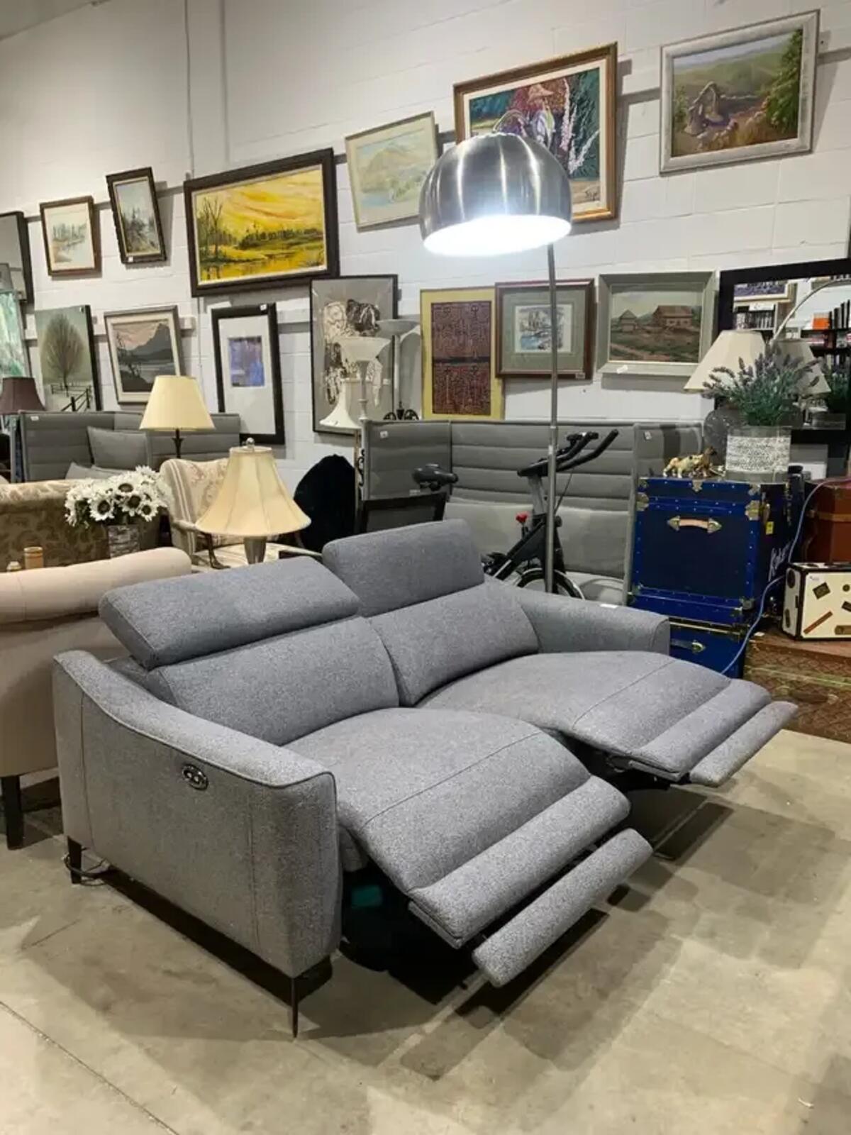 Grey Power Reclining Sofa