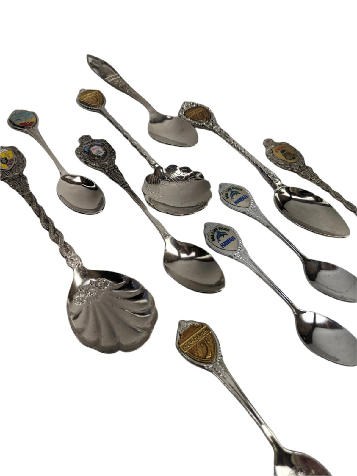 Souvenir Collectable Spoons Hawaii LOT Of 10 - Various Ages & Styles