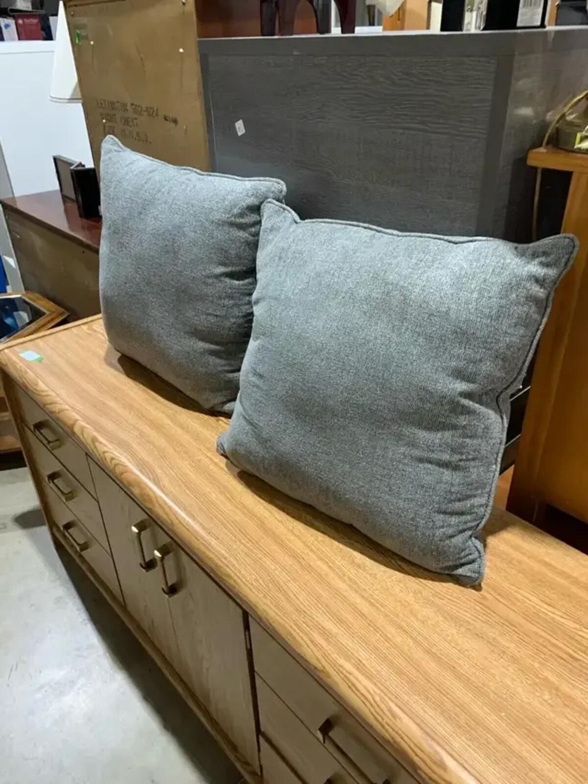 Set of Two Grey Decorative Pillows 20” x 20”