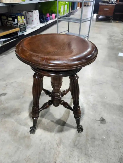 Antique Victorian Swivel Piano Stool/Claw Feet with Glass Balls