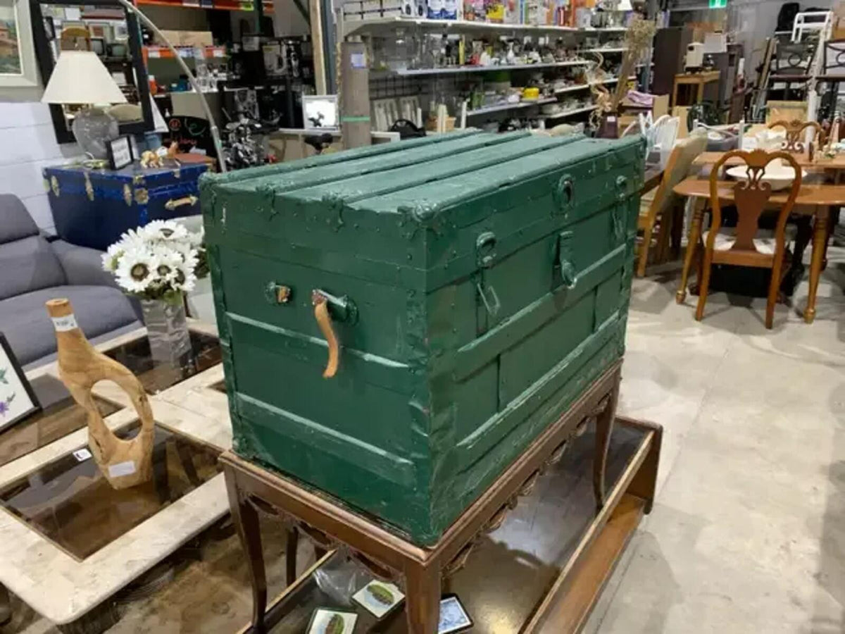 Green Steamer Trunk 21” x 32” x 18”