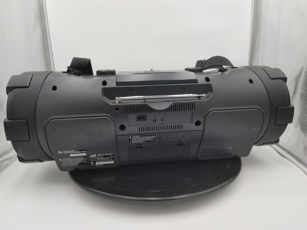 Bon état, système CD JVC RV-NB52B noir avec caisson de basses amplifié, testé et fonctionnel