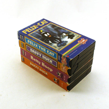 Family Tyme Vintage VHS Lot of 4 - Daffy Duck, Felix The Cat, Betty Boop, Tested