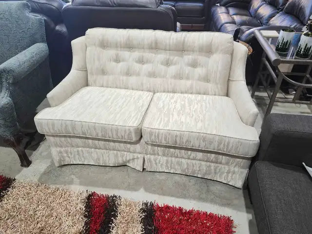 Vintage Cream Fabric Loveseat