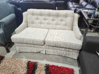 Vintage Cream Fabric Loveseat