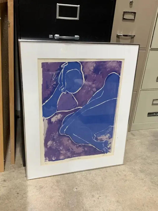 Framed Abstract Art print “Thursday Blue” Print
