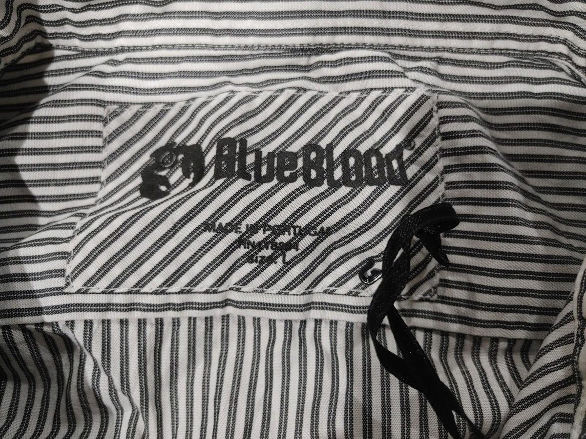 Brand New BlueBlood Rover Men's Button Shirt Striped Size L Black/White