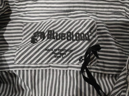 Brand New BlueBlood Rover Men's Button Shirt Striped Size L Black/White