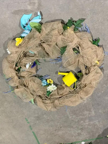 Spring Floral Burlap Wreath 40”