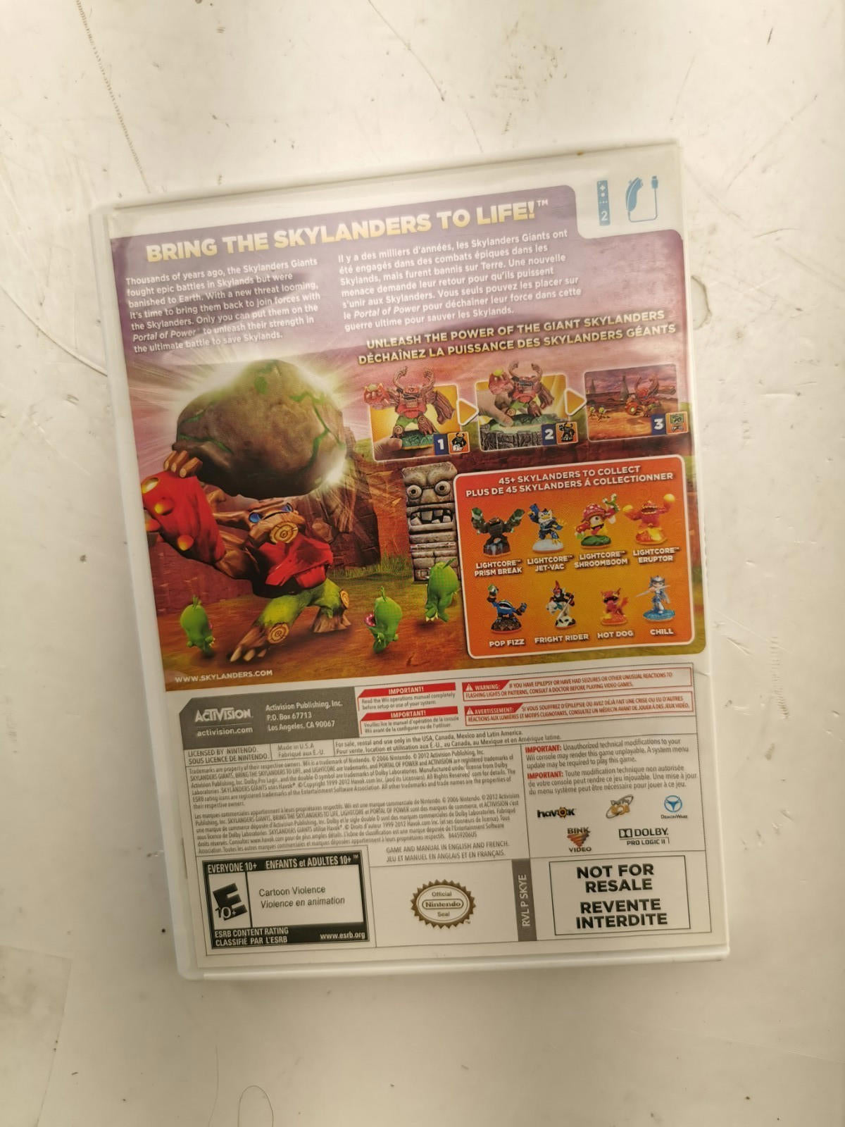 Skylanders: Giants (Nintendo Wii U, 2012) CIB