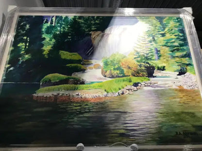 B.A. Norman Waterfall Painting Wall sized