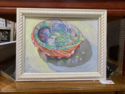 Framed acrylic shell painting