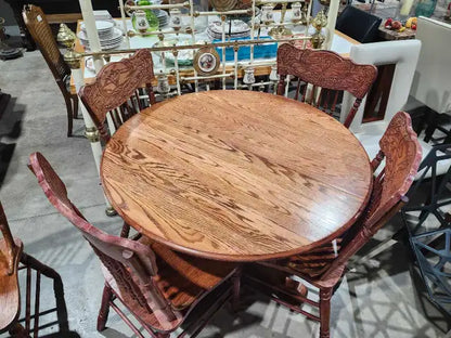 Vintage Solid Oak Extendable Table + 6 Chairs