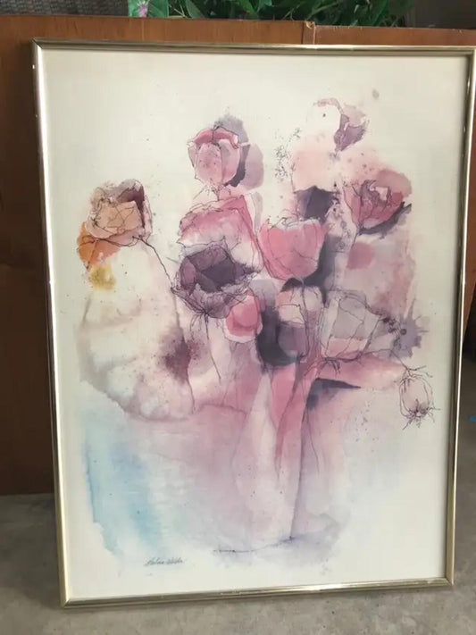 Barbara Weldon Vintage Flower Watercolor Painting