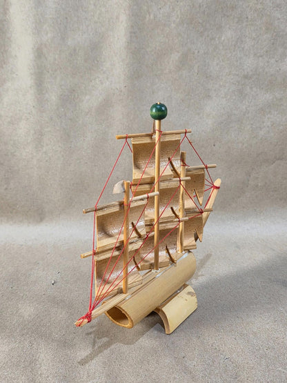 Vintage Bamboo Made Sail Boat Box Fluyt Ship - DARTMOUTH N. S.