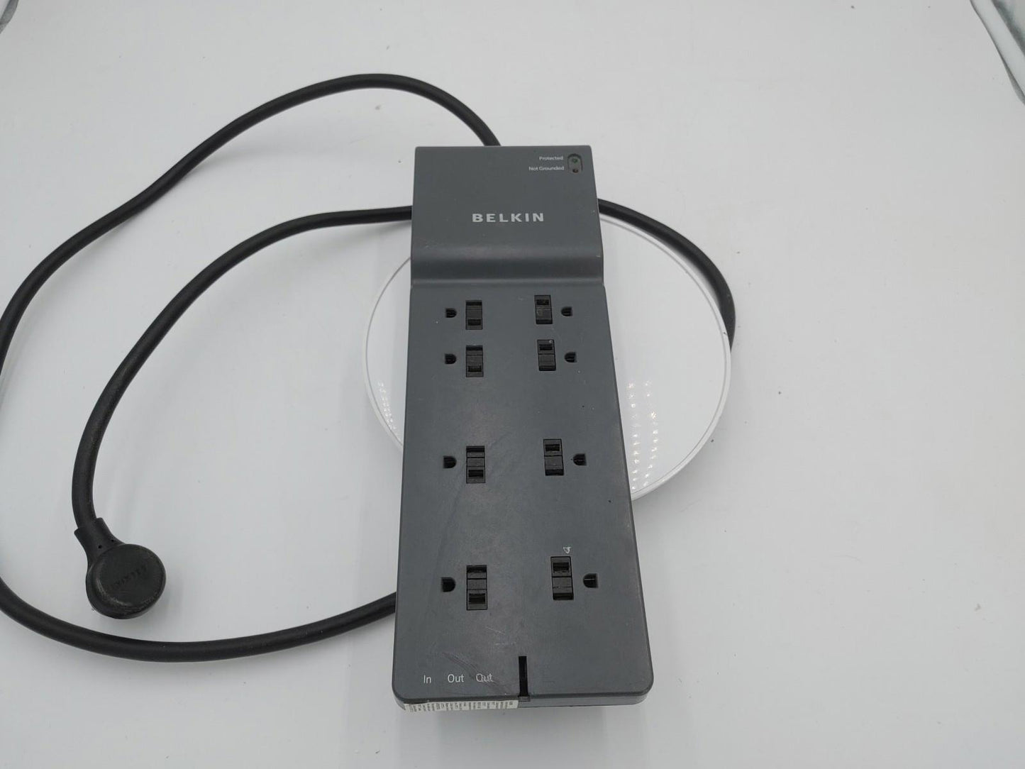 Belkin BE108200-06 8 port Power Strip Surge Protector Grey Tested Working - Fair