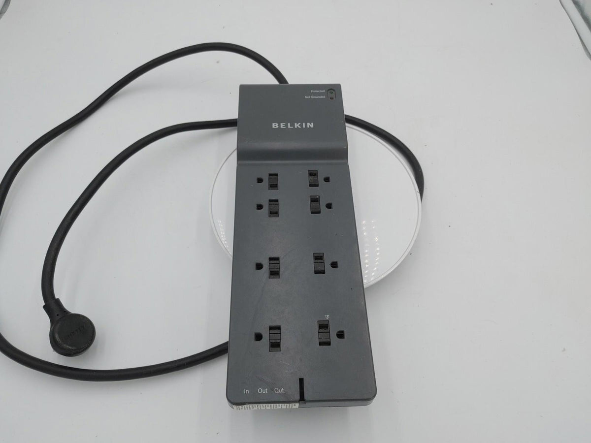 Belkin BE108200-06 8 port Power Strip Surge Protector Grey Tested Working - Fair